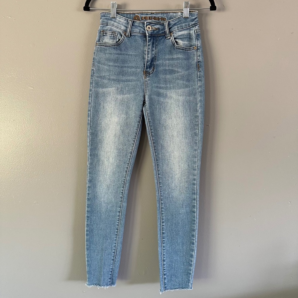 Koko‎ Collection High Waisted Raw Hem Skinny Jeans